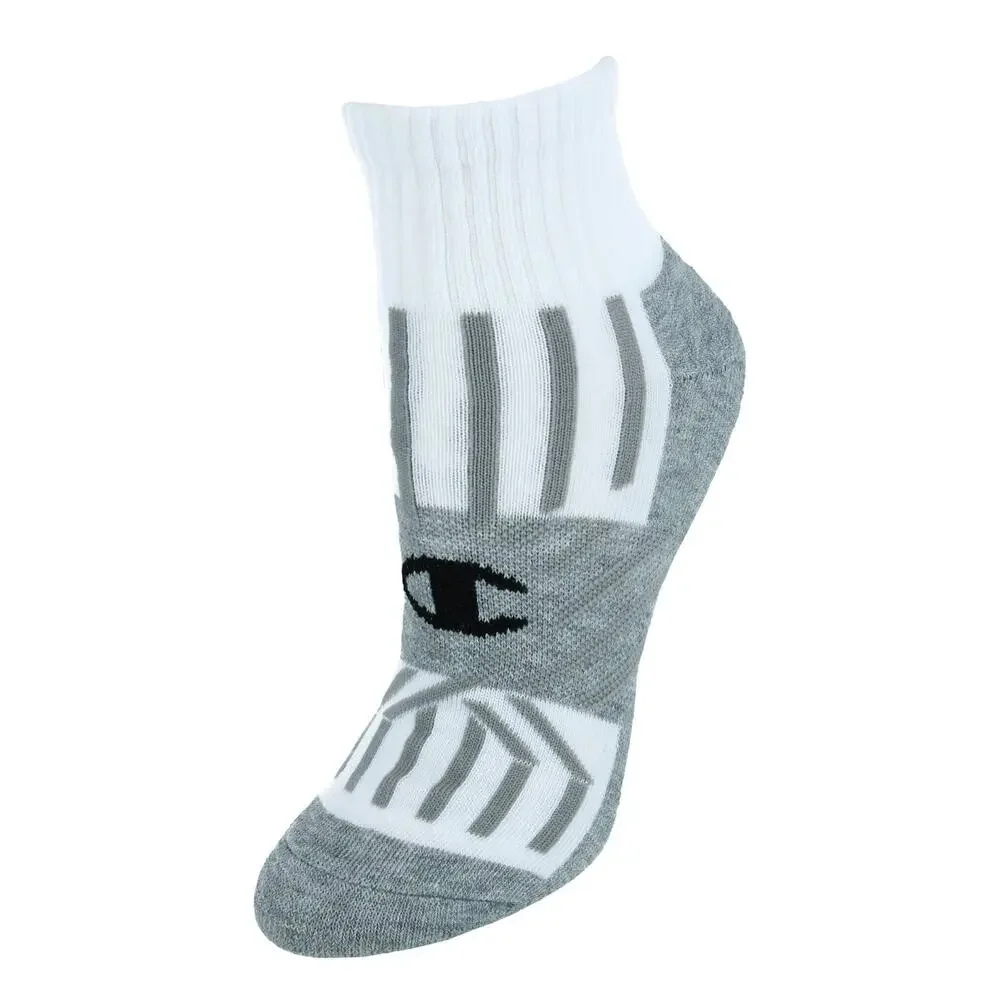 12 Pairs Champion womens Double Dry Performance Ankle Socks Blue‎ & White